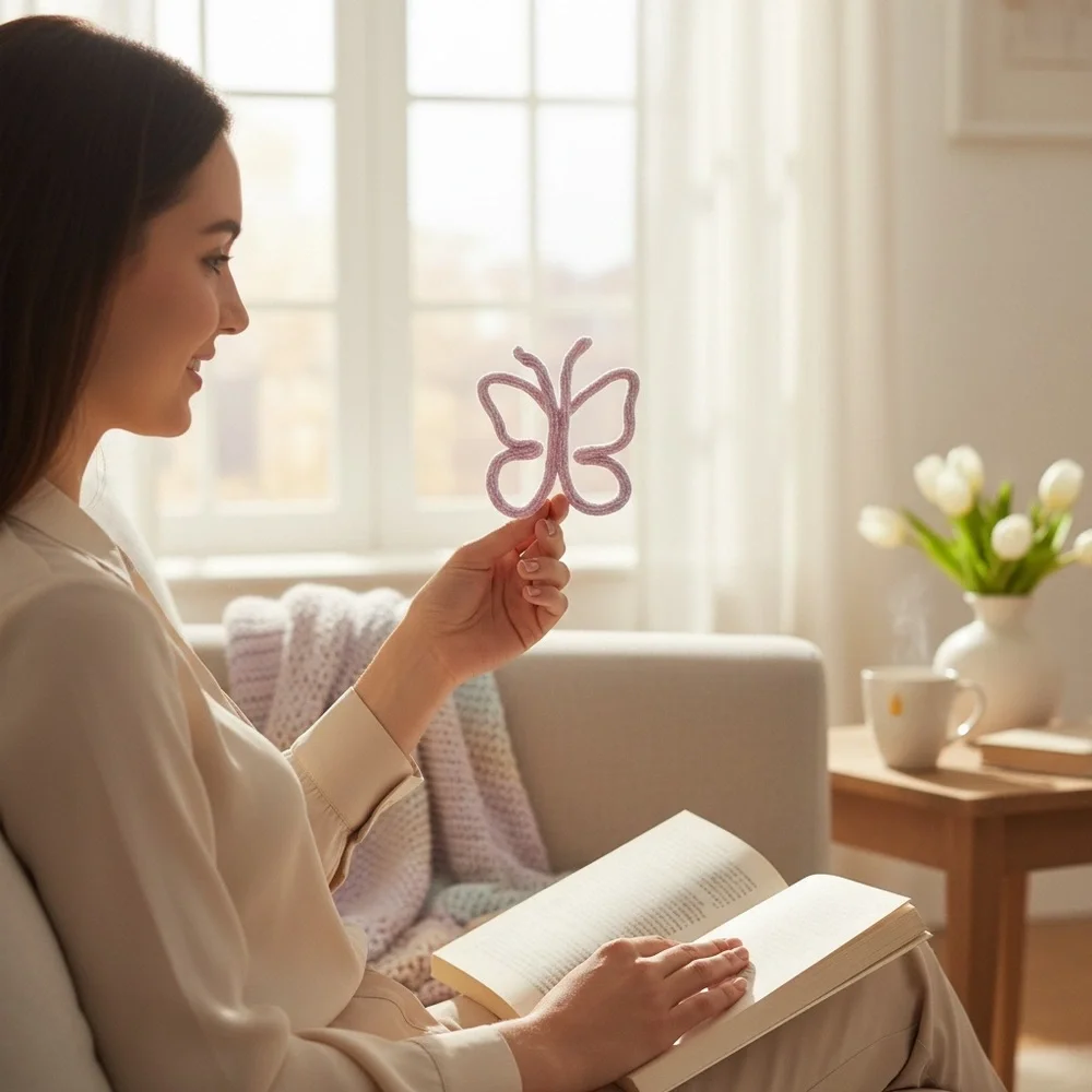 5/$25 Light Pink Metal & Knit Butterfly Decor